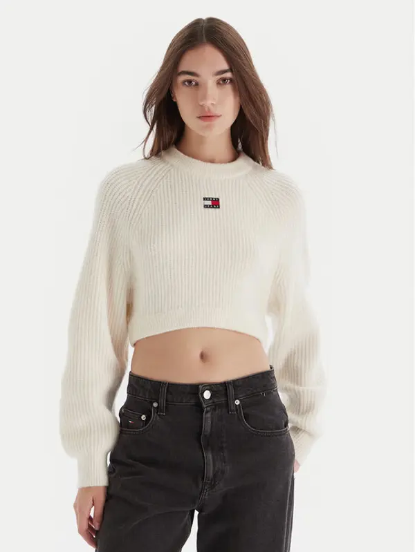 Tommy Jeans Tommy Jeans Džemper Badge DW0DW21677 Écru Regular Fit