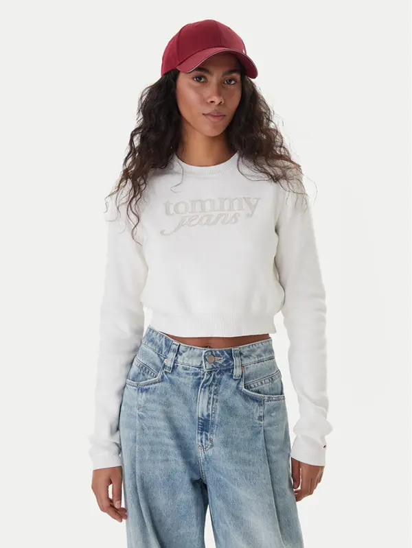 Tommy Jeans Tommy Jeans Džemper Chenille DW0DW22028 Écru Regular Fit