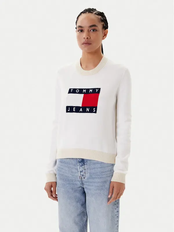 Tommy Jeans Tommy Jeans Džemper Colorblock Flag DW0DW20970 Bijela Regular Fit