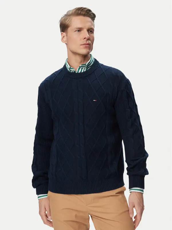 Tommy Jeans Tommy Jeans Džemper DM0DM23405 Tamnoplava Regular Fit
