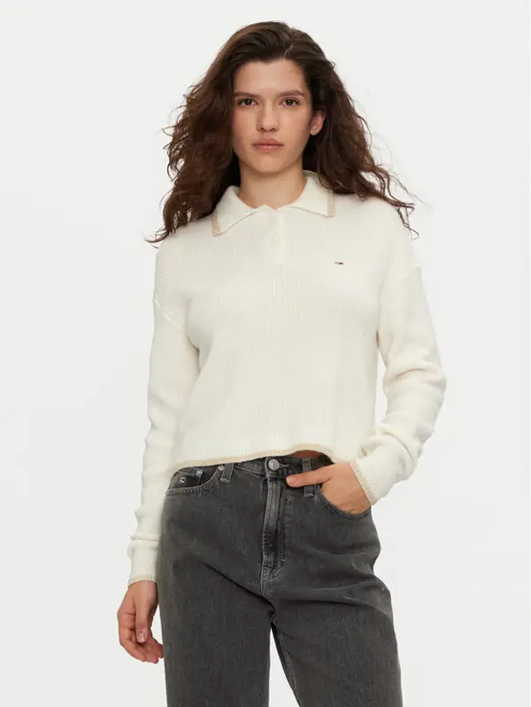Tommy Jeans Tommy Jeans Džemper DW0DW19833 Écru Regular Fit
