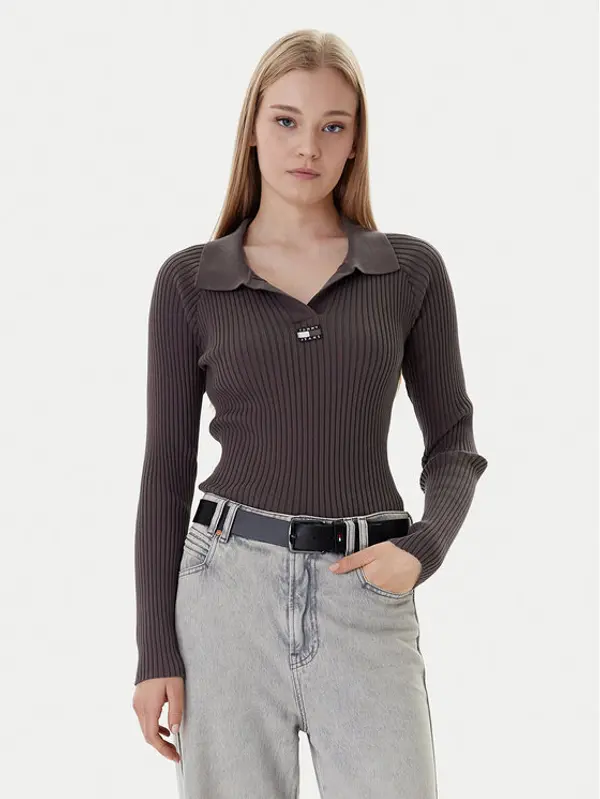 Tommy Jeans Tommy Jeans Džemper DW0DW22036 Smeđa Slim Fit