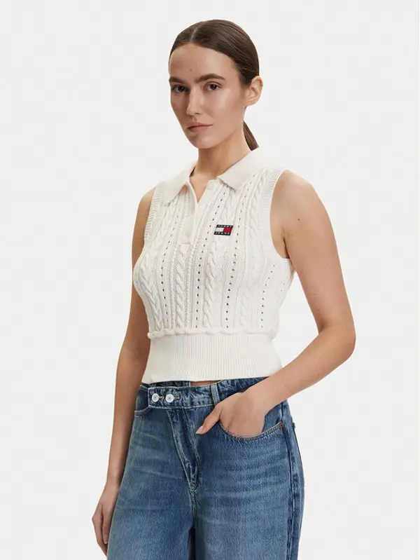 Tommy Jeans Tommy Jeans Džemper DW0DW22318 Bijela Regular Fit