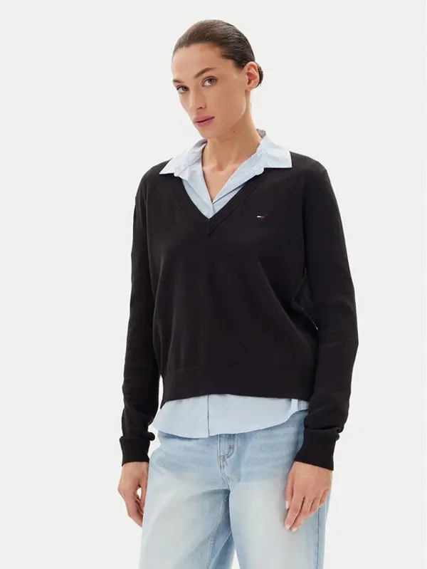 Tommy Jeans Tommy Jeans Džemper Essential DW0DW19888 Crna Regular Fit