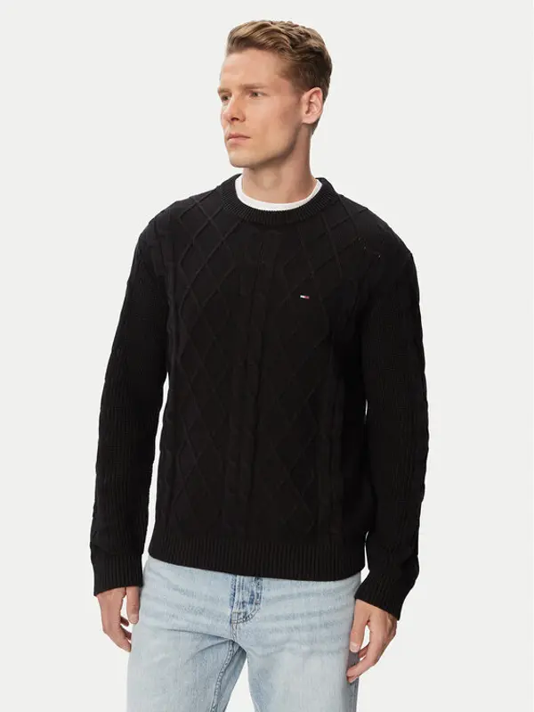Tommy Jeans Tommy Jeans Džemper Flag DM0DM23405 Crna Regular Fit