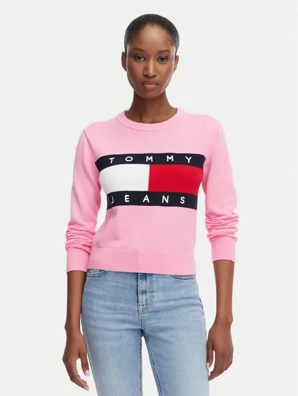 Tommy Jeans Tommy Jeans Džemper Flag DW0DW22930 Svijetlo roza Regular Fit