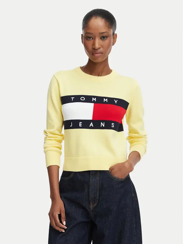 Tommy Jeans Tommy Jeans Džemper Flag DW0DW22930 Svijetlo žuta Regular Fit
