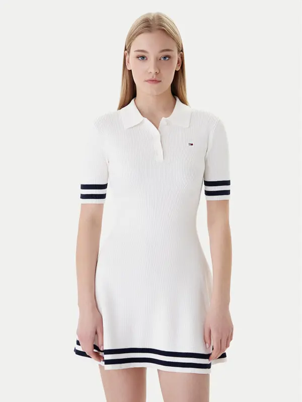 Tommy Jeans Tommy Jeans Džemper haljina DW0DW22106 Écru Slim Fit