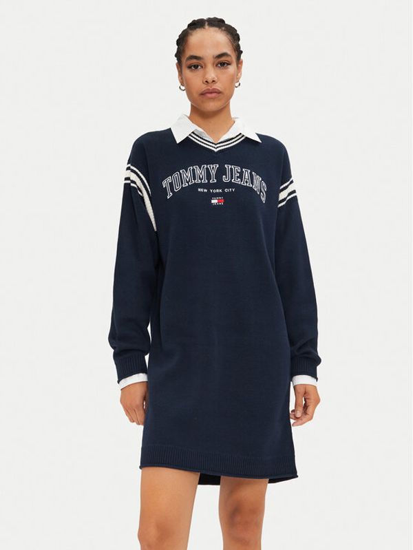Tommy Jeans Tommy Jeans Džemper haljina Varsity DW0DW19807 Tamnoplava Regular Fit