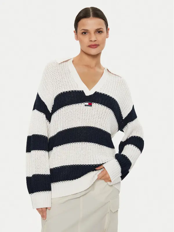 Tommy Jeans Tommy Jeans Džemper Rugby DW0DW18523 Écru Relaxed Fit