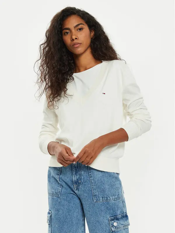 Tommy Jeans Tommy Jeans Džemper Tjw Essential DW0DW18670 Écru Regular Fit