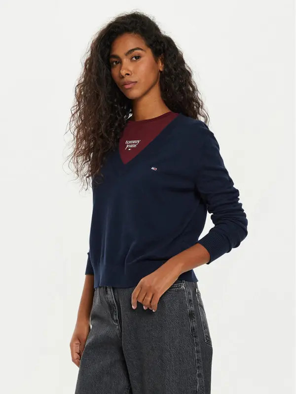 Tommy Jeans Tommy Jeans Džemper Tjw Essential DW0DW18670 Tamnoplava Regular Fit