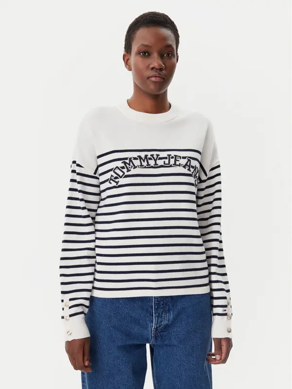 Tommy Jeans Tommy Jeans Džemper Varsity DW0DW20251 Écru Regular Fit
