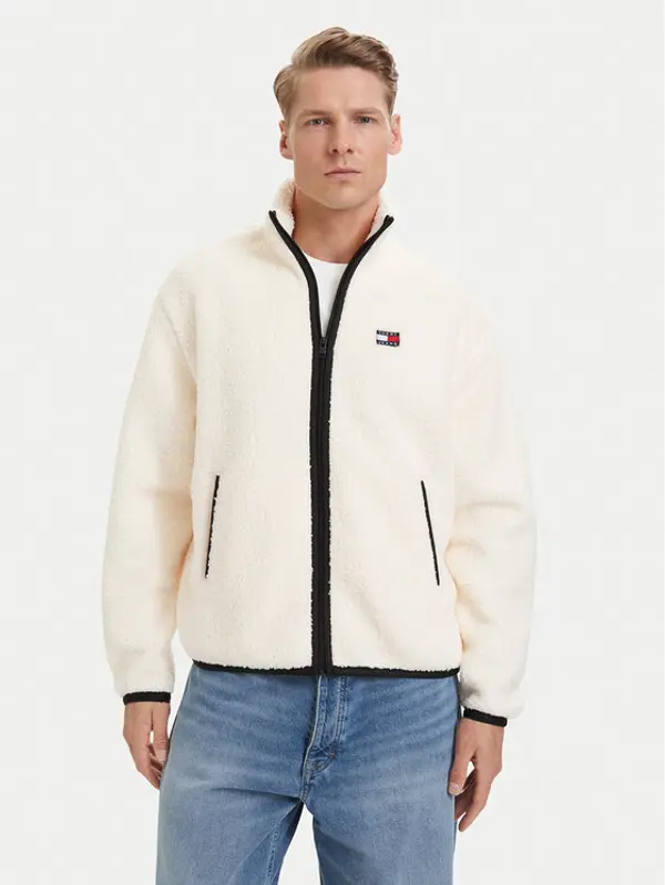 Tommy Jeans Tommy Jeans Flis Teddy DM0DM22345 Bijela Relaxed Fit