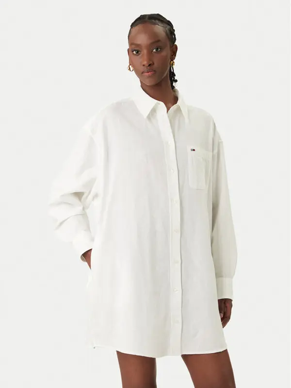 Tommy Jeans Tommy Jeans Haljina košulja DW0DW22344 Bijela Relaxed Fit