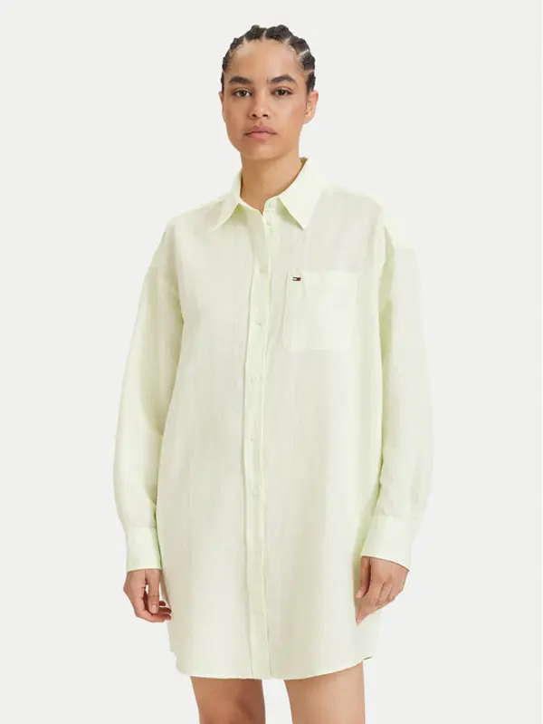 Tommy Jeans Tommy Jeans Haljina košulja DW0DW22344 Svijetlo zelena Relaxed Fit