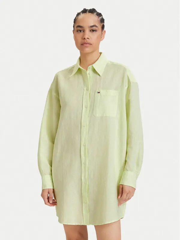 Tommy Jeans Tommy Jeans Haljina košulja DW0DW22344 Svijetlo zelena Relaxed Fit