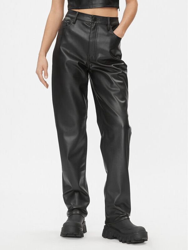 Tommy Jeans Tommy Jeans Hlače od imitacije kože Julie DW0DW16945 Crna Straight Fit