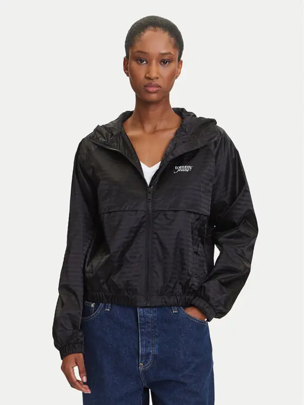 Tommy Jeans Tommy Jeans Jakna protiv vjetra Jacquard DW0DW20952 Crna Relaxed Fit