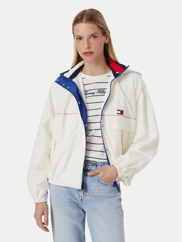Tommy Jeans Tommy Jeans Jakna protiv vjetra Regatta DW0DW22915 Bijela Oversize