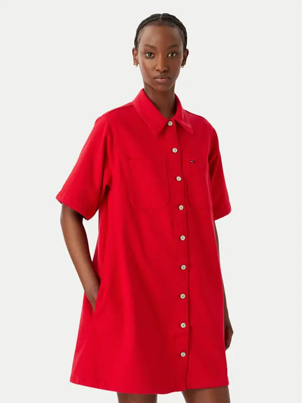 Tommy Jeans Tommy Jeans Jeans haljina DW0DW22847 Crvena A-Line Fit