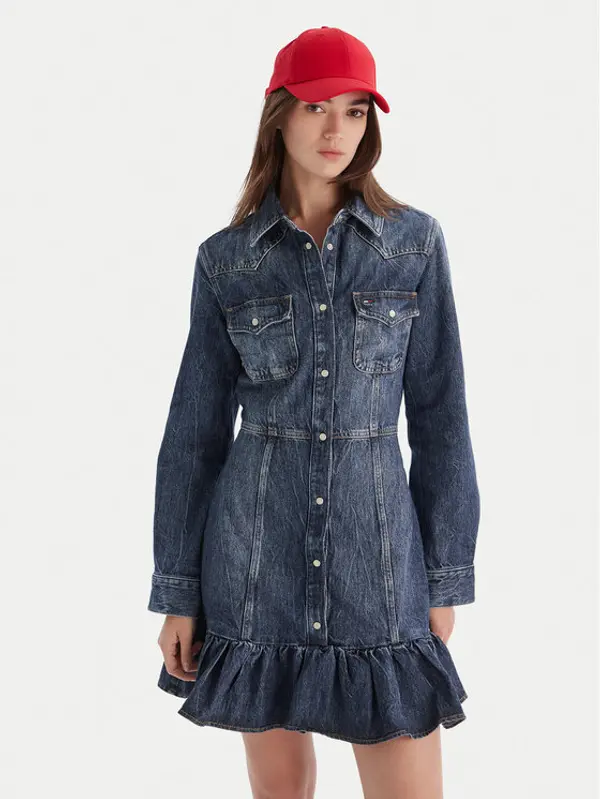 Tommy Jeans Tommy Jeans Jeans haljina Western DW0DW21635 Plava Regular Fit
