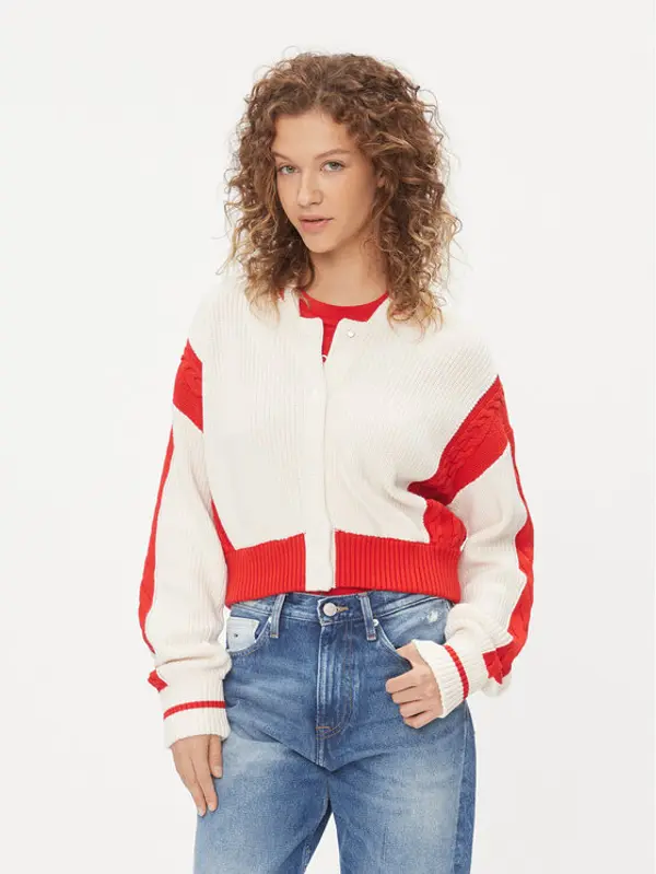 Tommy Jeans Tommy Jeans Kardigan Archive DW0DW15856 Écru Regular Fit