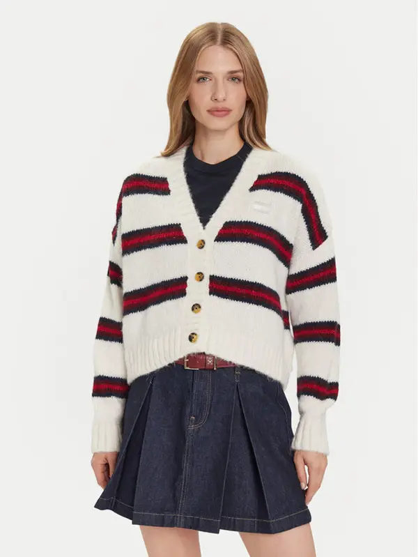 Tommy Jeans Tommy Jeans Kardigan Badge DW0DW21678 Écru Relaxed Fit
