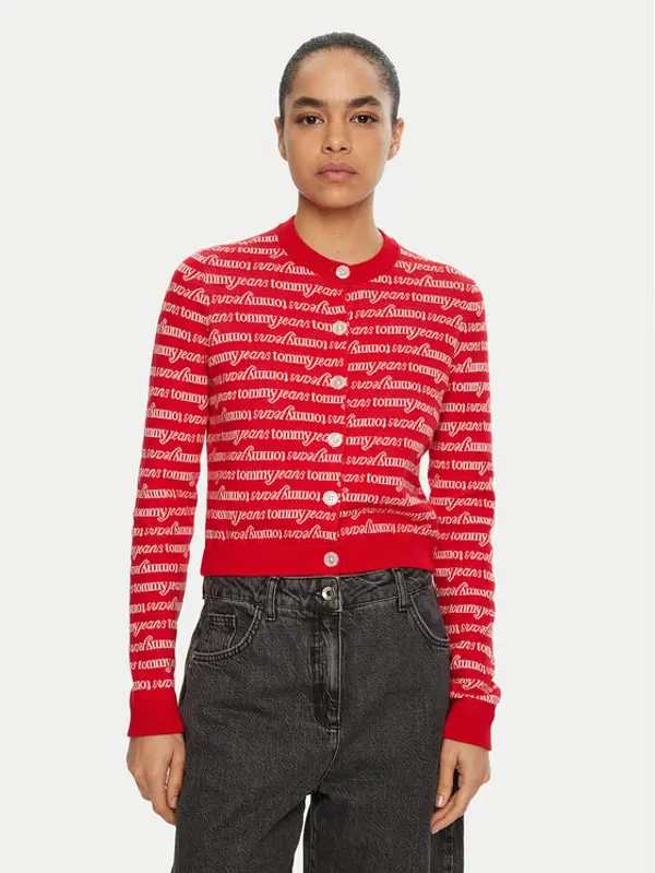 Tommy Jeans Tommy Jeans Kardigan DW0DW19340 Crvena Slim Fit