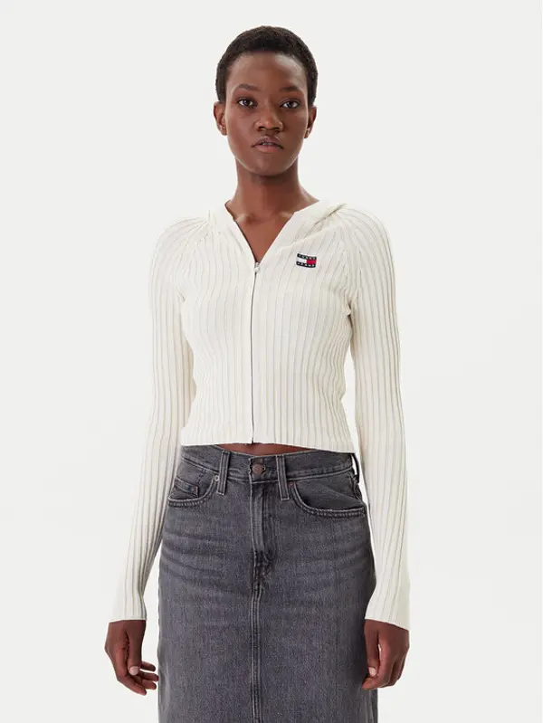 Tommy Jeans Tommy Jeans Kardigan DW0DW20974 Écru Slim Fit