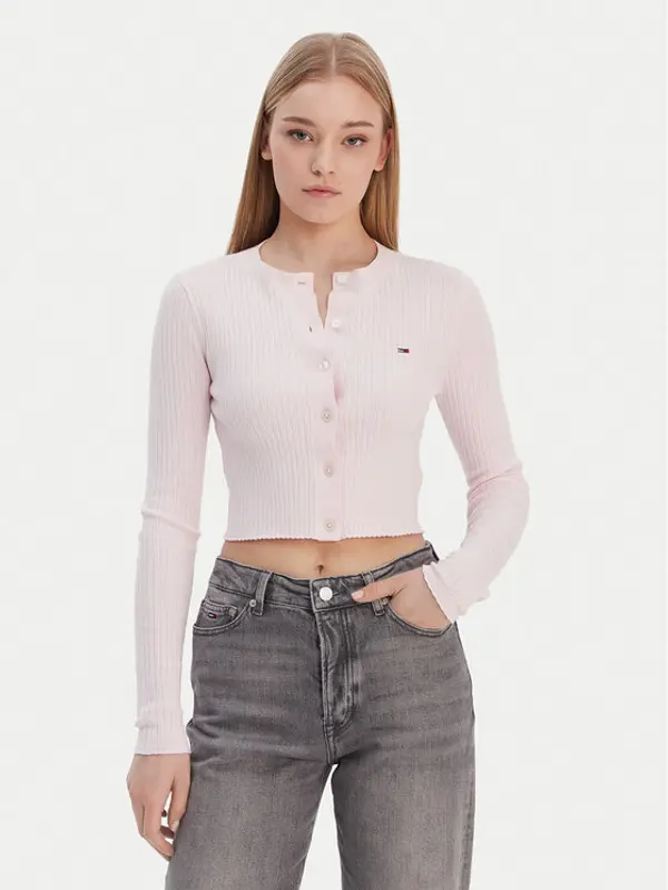 Tommy Jeans Tommy Jeans Kardigan DW0DW22023 Ružičasta Slim Fit