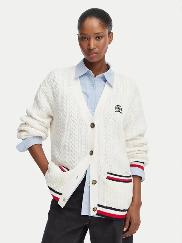 Tommy Jeans Tommy Jeans Kardigan DW0DW22934 Bijela Regular Fit