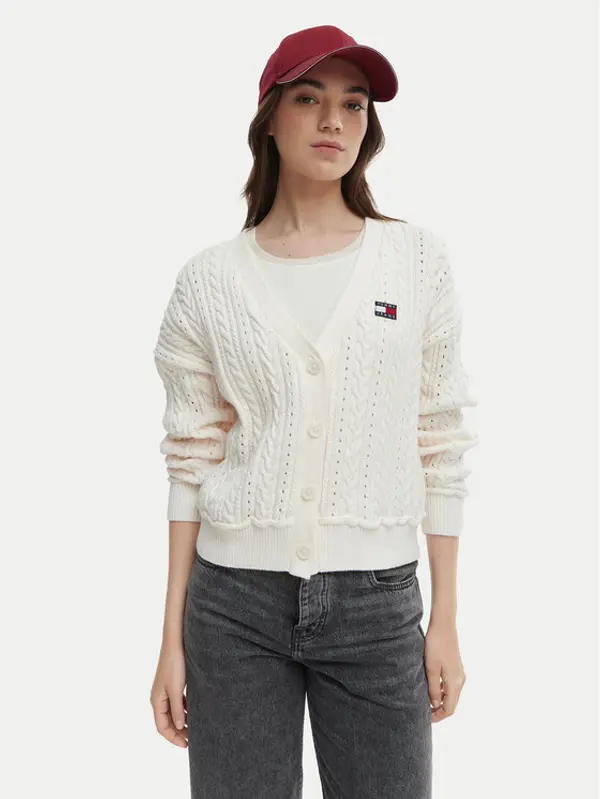 Tommy Jeans Tommy Jeans Kardigan DW0DW23024 Écru Regular Fit