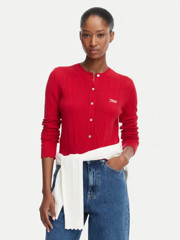 Tommy Jeans Tommy Jeans Kardigan Pointelle DW0DW22931 Crvena Regular Fit