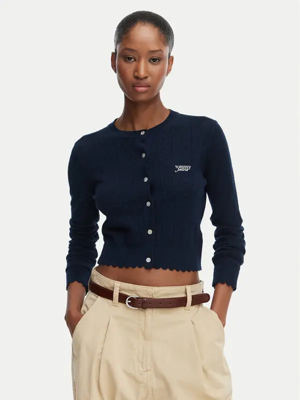 Tommy Jeans Tommy Jeans Kardigan Pointelle DW0DW22931 Tamnoplava Regular Fit