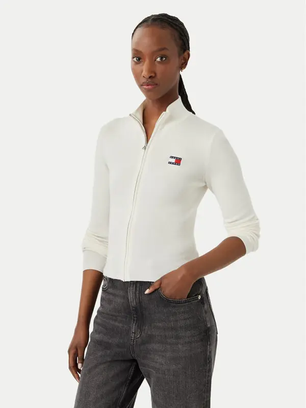 Tommy Jeans Tommy Jeans Kardigan Tjw Zip High Neck Cardigan Ext DW0DW20967 Bijela Slim Fit