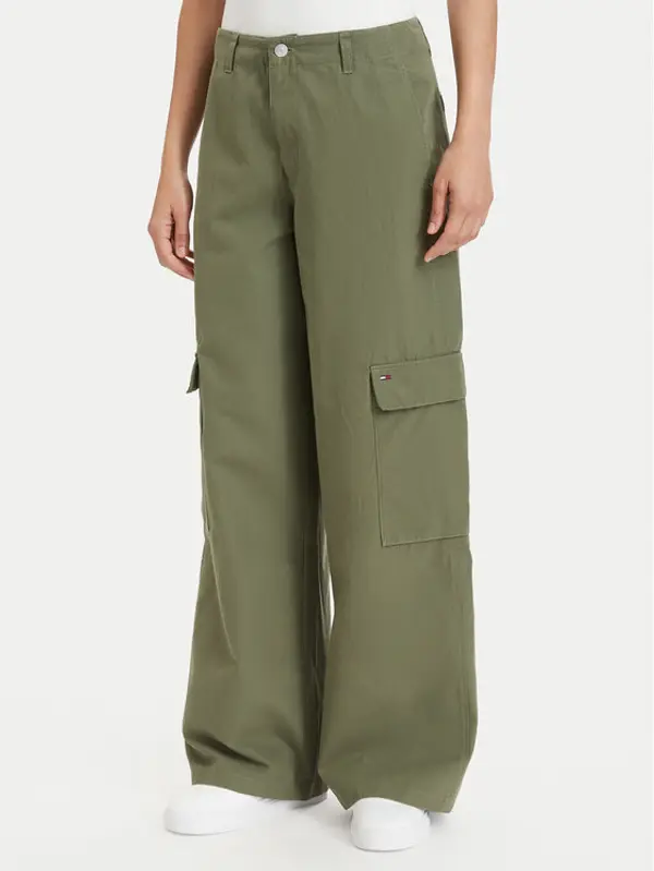 Tommy Jeans Tommy Jeans Kargo hlače DW0DW22749 Zelena Wide Leg