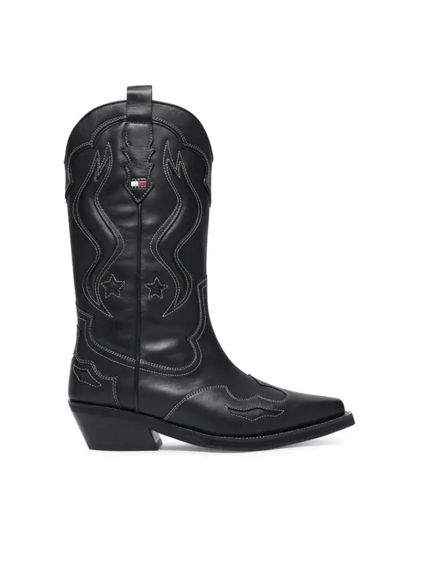 Tommy Jeans Tommy Jeans Kaubojske čizme Archive Cowboy Boot Leather EN0EN03046 Crna