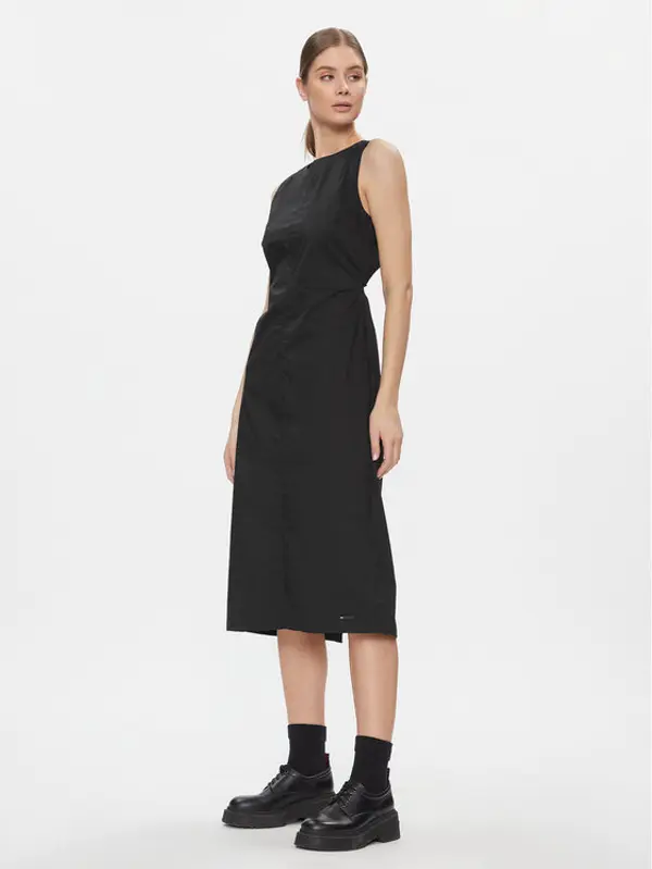 Tommy Jeans Tommy Jeans Koktel haljina Tjw Open Back Cotton Midi Dress DW0DW17431 Crna Slim Fit