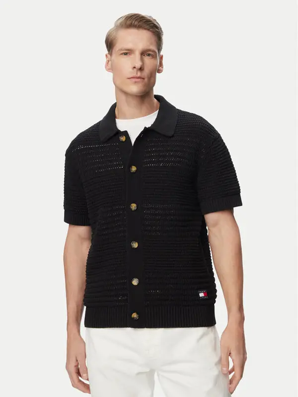 Tommy Jeans Tommy Jeans Košulja Crochet DM0DM23373 Crna Regular Fit