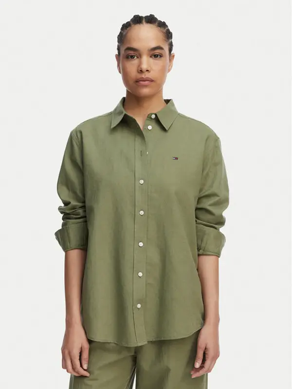 Tommy Jeans Tommy Jeans Košulja DW0DW22209 Zelena Relaxed Fit
