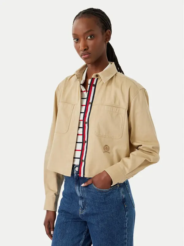 Tommy Jeans Tommy Jeans Košulja DW0DW22942 Bež Cropped Fit
