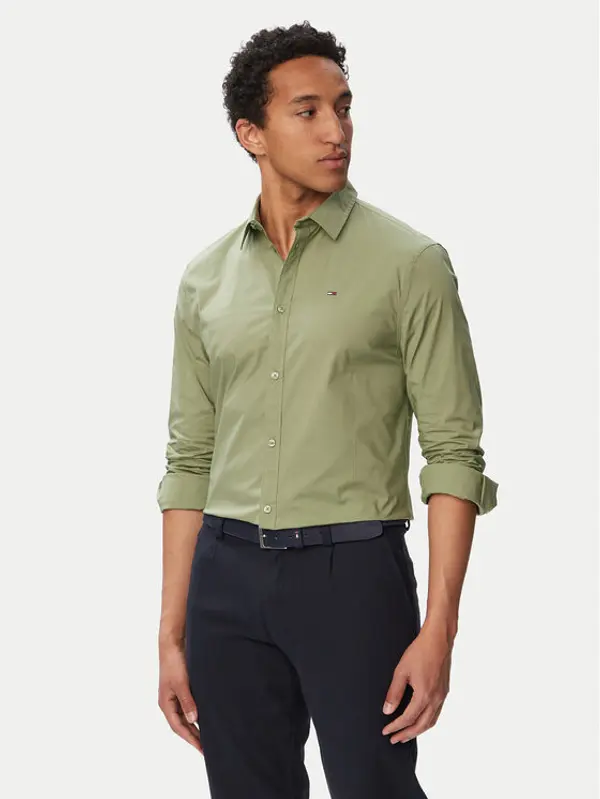 Tommy Jeans Tommy Jeans Košulja Original DM0DM04405 Zelena Slim Fit