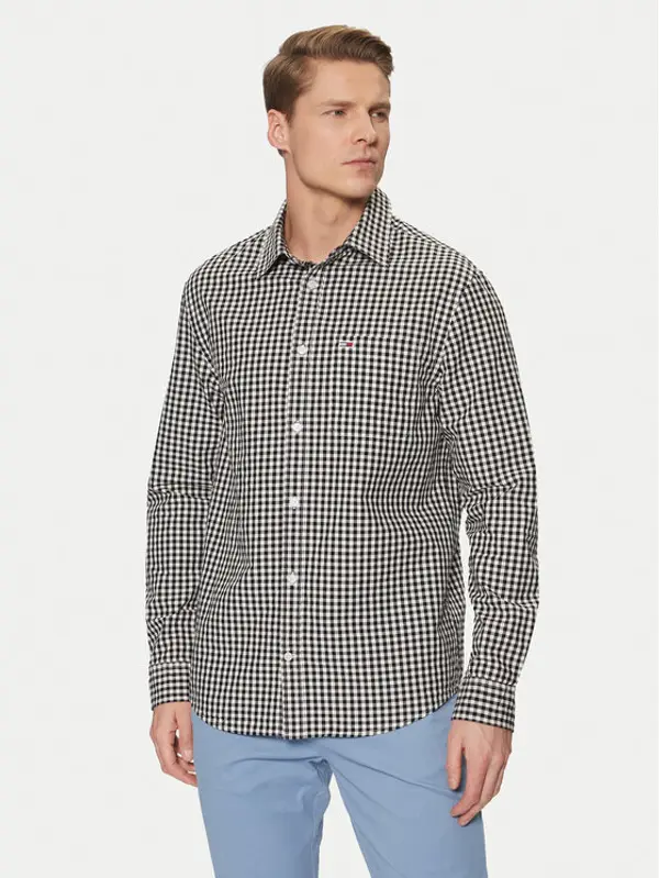Tommy Jeans Tommy Jeans Košulja Poplin Check DM0DM21115 Crna Regular Fit