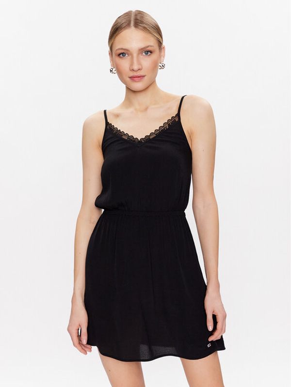 Tommy Jeans Tommy Jeans Ljetna haljina Essential DW0DW15174 Crna Regular Fit