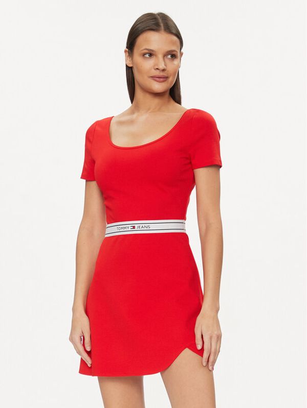 Tommy Jeans Tommy Jeans Ljetna haljina Logo Tape DW0DW17924 Crvena Regular Fit