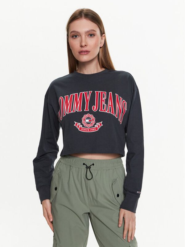 Tommy Jeans Tommy Jeans Majica Collegiate DW0DW15575 Siva Cropped Fit