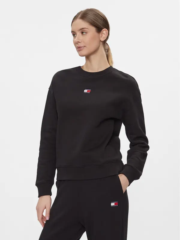 Tommy Jeans Tommy Jeans Majica dugih rukava Badge DW0DW17325 Crna Boxy Fit