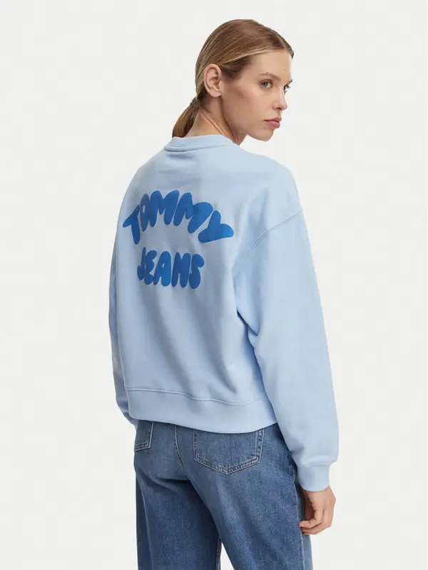 Tommy Jeans Tommy Jeans Majica dugih rukava Bubble Logo DW0DW22366 Svijetlo plava Boxy Fit