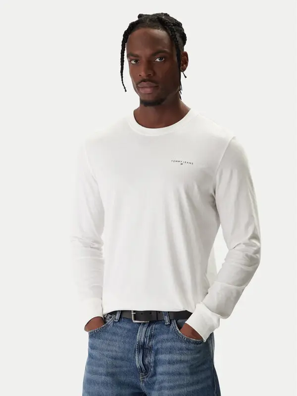Tommy Jeans Tommy Jeans Majica dugih rukava Chest Linear DM0DM21594 Écru Regular Fit